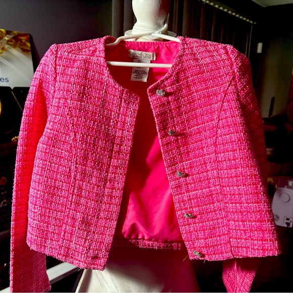 NWOT Rachel Zoe 3 Piece Matching Pink Boucle Dress Ensemble W Jacket Sz 6 - Picture 13 of 16